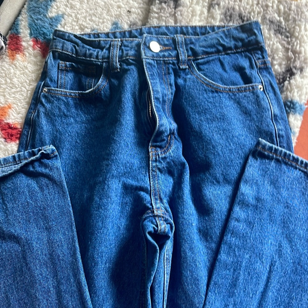 Dark blue high rise jeans